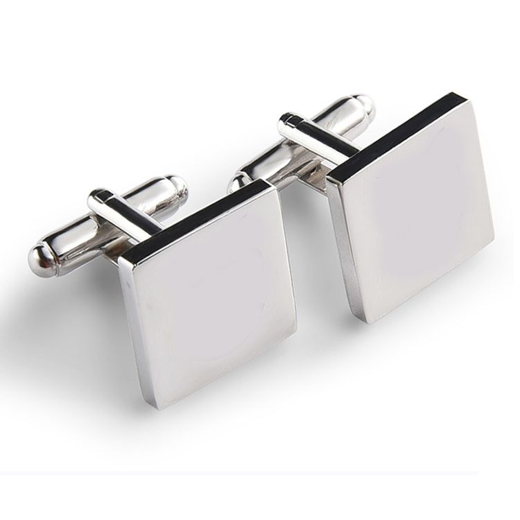 Leather Silver Square Shaped Jewelry Mens Shirt Name Cufflinks Set,Cufflinks Personalized Customized