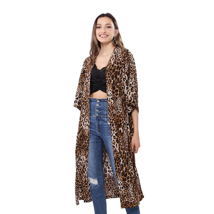 Long Cardigan Leopard Printed Ladies Kimono