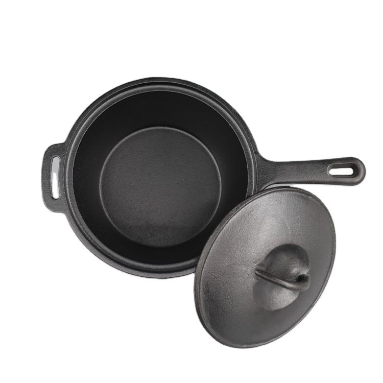 Long Handle round Cast Iron Pot Pre Seasoned Cookware Skillet for Camping