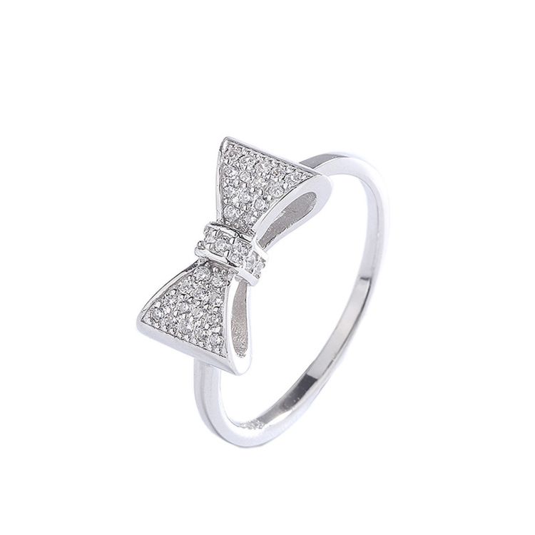 Love Silver Collection Sterling Silver Cubic Zirconia Bow Ring
