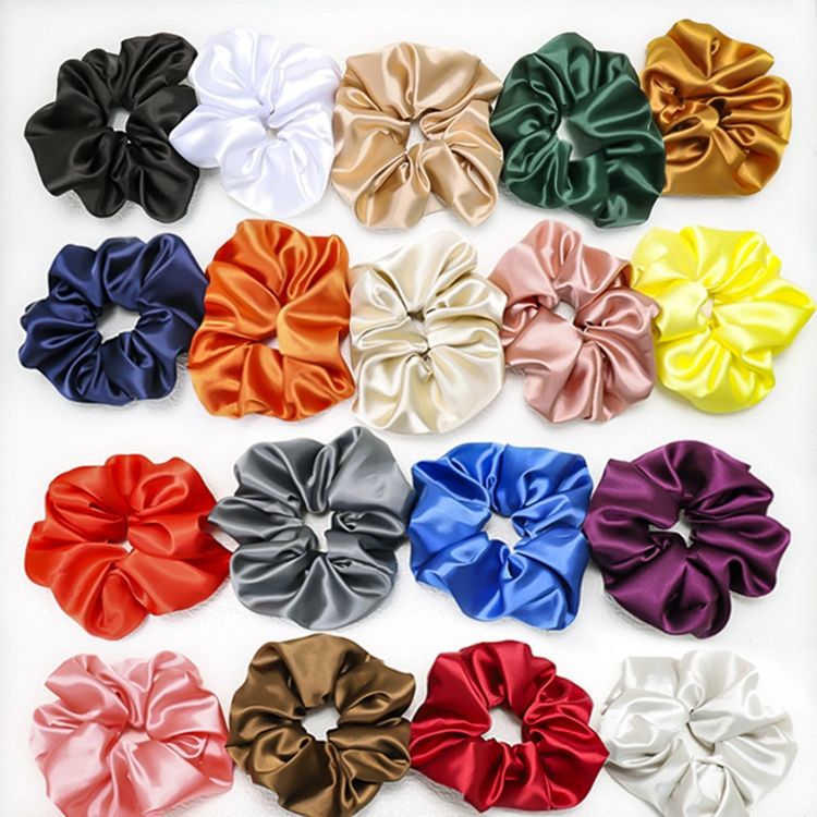 Lovely Silk Hair Scrunchies Fabric Hair Accessories Solid Color Rubber Band Satin Hair Scrunchies