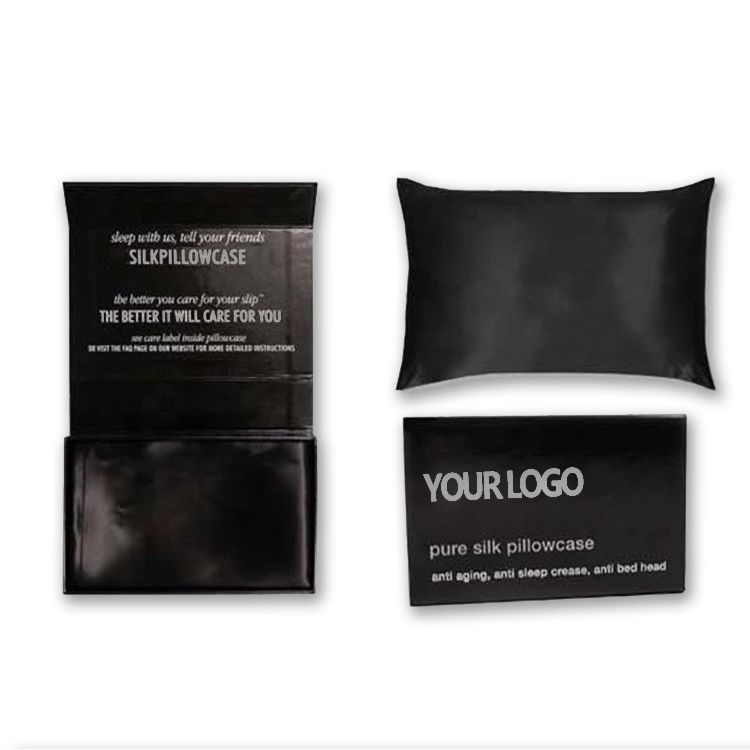 Luxury Private Label Queen Size 16Mm Silk Pillowcase Black 100%Mulberry Silk Pillow Cases