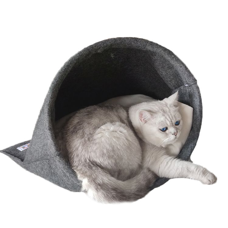 Made in Comfortable and Durable Non-Slip Felt Pet Cat Bed Cave