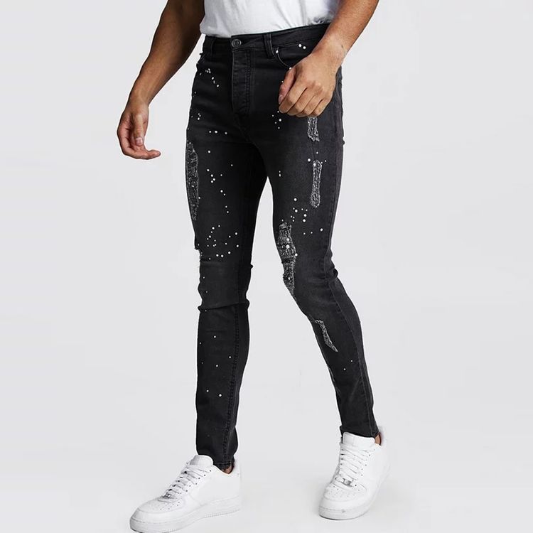 Designer paint splatter jeans shop