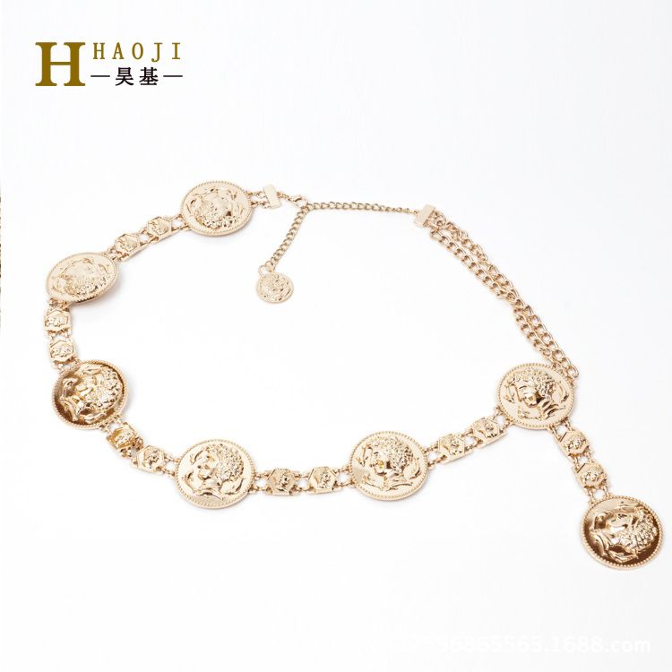 Metal Buckle Belt for Dresses Women Ladies Elastic Waist Chain Belts Female Gold Thin Belts Waistband Rt103