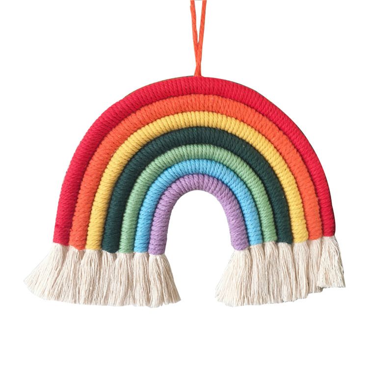 Mixed 14 Colors Ins Home Decor Hand Woven Kids Room Rainbow Hanging Decoration Rainbow Macrame Wall Hangings