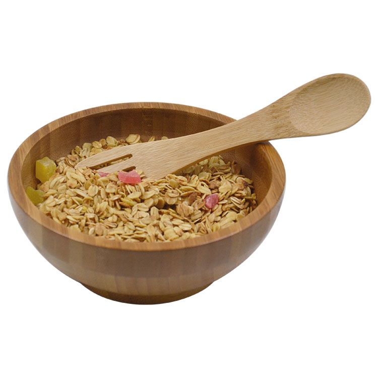Natural Living round Bamboo Wood Lacquer Salad Serving Bowl