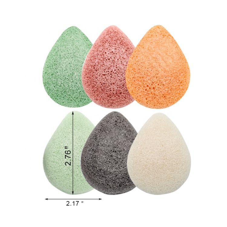 Natural Red Clay Orange Green Black Face Wash Puff Konjact Sponge Teardrop in Box Face Sponge Konjac Organic