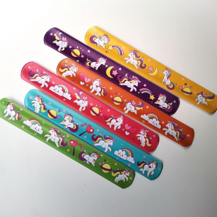 Plastic Unicorn Slap Bracelet Promotional Toy Unicorn Band Slap Bracelet Watch Slap Wristband Bracelet