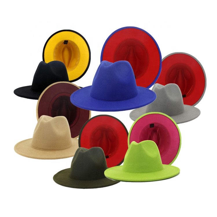 Polyester Cotton Vegan Material Two Tone 60 Colour Fedorahat Fedora Hat for Women Men Party Show Music Festival Dress