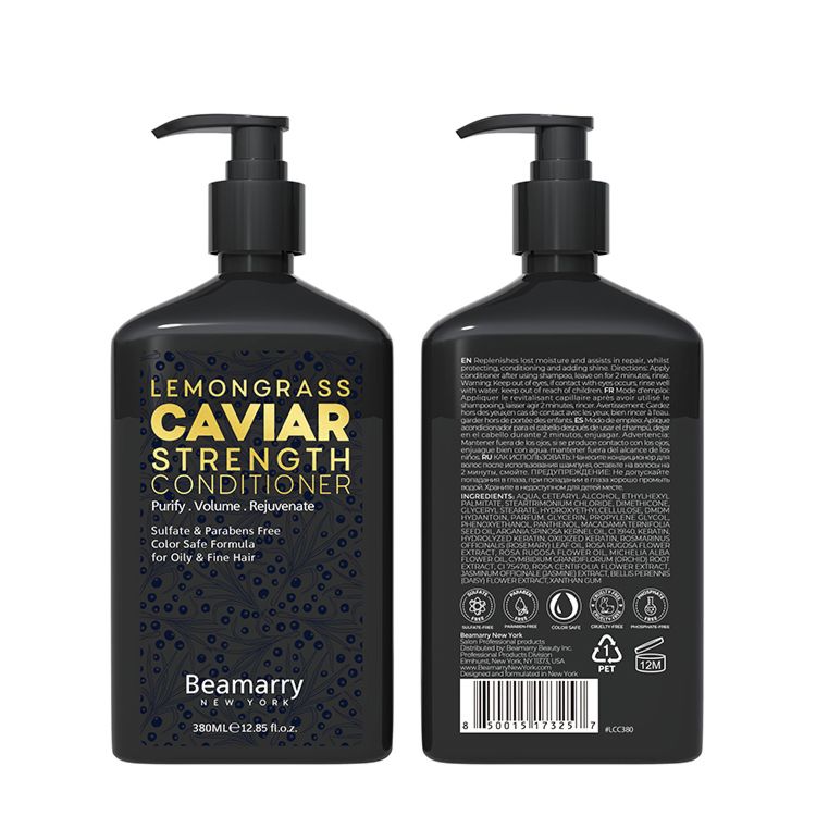 Products Mens Black Shiny Bottle Organic Natural Lemongrass Caviar Strength Hair Conditioner for Men