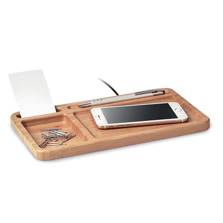Qi Certified Bamboo Wood Wireless Charger Stand Personalized Quick Wireless Mobile Charging Pad with Phone Holder