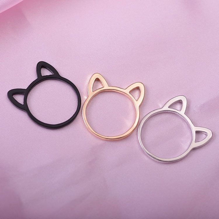 R-018 Men Women Jewelry Party Gifts Black Rings Personalized Cute Cat Couple Ring