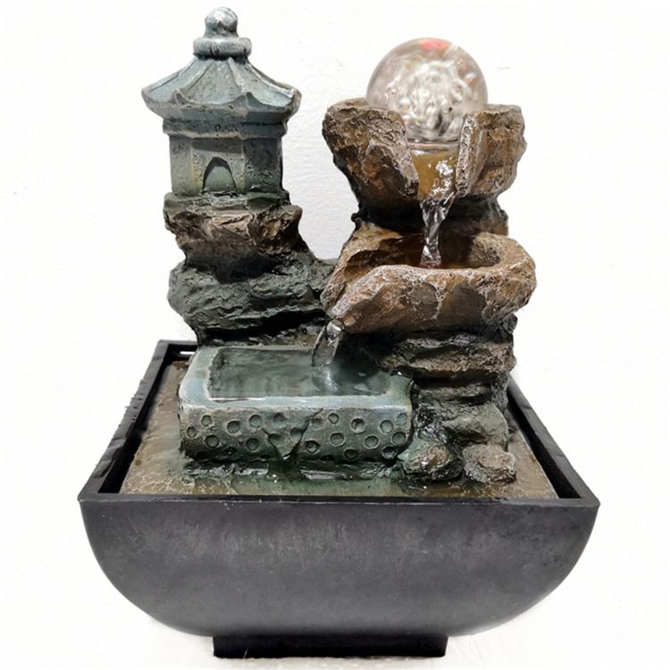 Resin Fountain Interior Decoration Micro Creative Landscape Desktop Geometric Feng Shui Small Pieces 13026