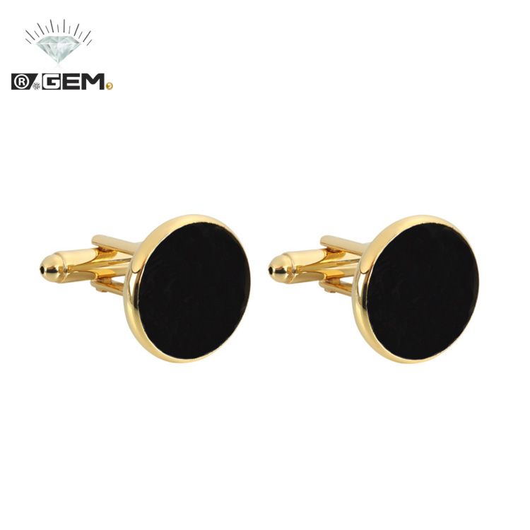 R.Gem. Business Wedding Gifts Electroplated Golden Black Enamel Exclusive Shirt Women's Men's Cuff Links
