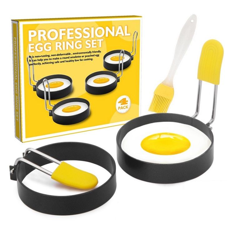 Sell 2Pc Fried Egg Omelette Mold Handle Non-Stick Egg Rings Set with Silicone Brush