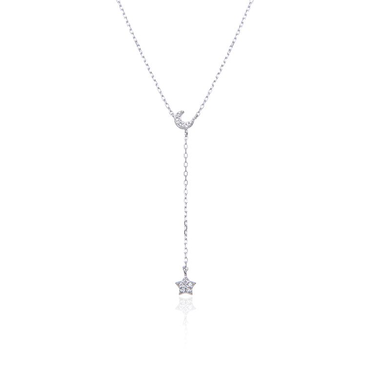 Sell in North America " Lesson Eight Star Moon" Necklace 925 Sterling Silver Necklace Jewelry