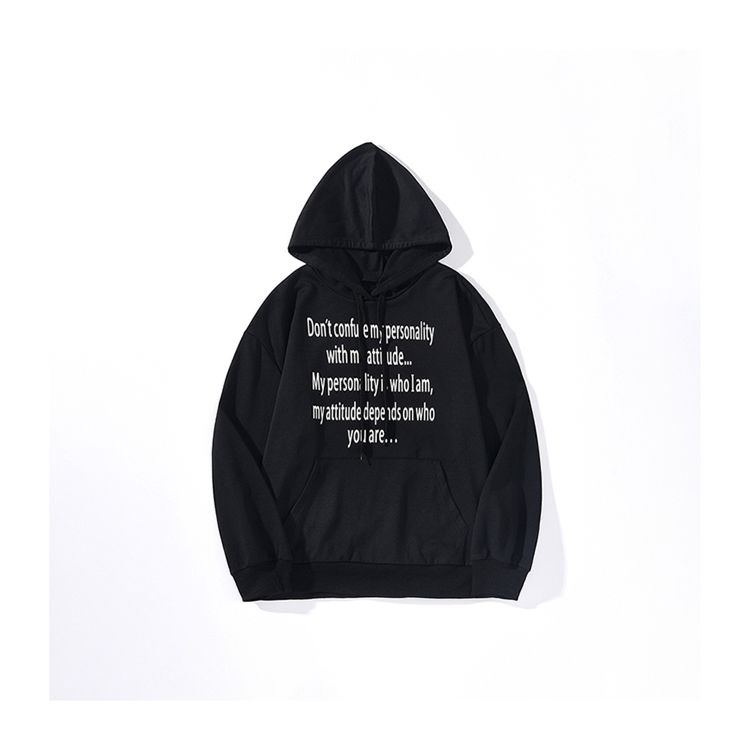 Slogan Print Oversized Long Sleeve round Neck Kangaroo Pocket Drawstring Hoodie Women Pullover Autumn Sweatshirt