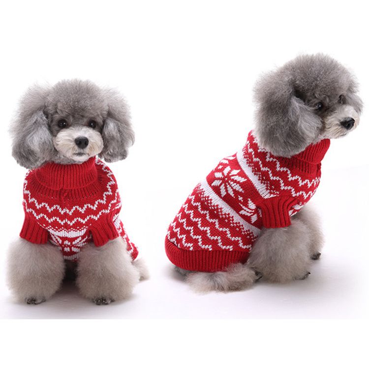 Snowflake Dog Christmas Sweater Pattern Pet Cat Dog Clothes