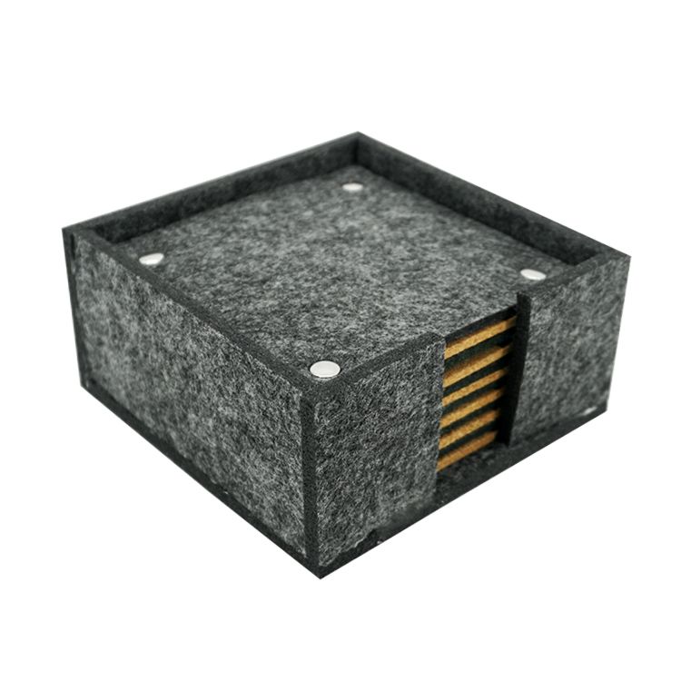 Square Felt and Cork Coasters Felt Coaster with Holder