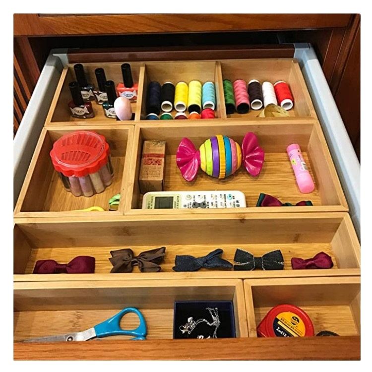 Sturdy Strong Natural Bamboo Jewel Decoration Drawer Accessory Organizer Qualitative Sewing Needle Wooden Box