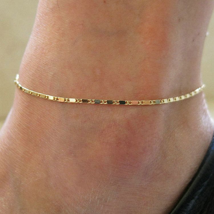 gold silver ankle link chain adjustable anklet bracelet for women