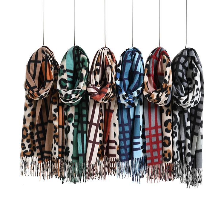 Style Women Long Soft Warm Print Leopard Print Scarf Wraps Tassel Shawl Long Stole