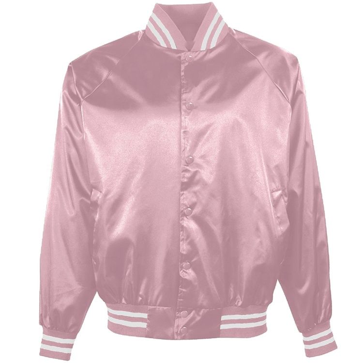 Supply Sport Jacket Top Button Striped Ladies Women Satin Jacket Bomber Jacket