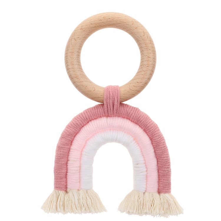 Weave  beech wood ring Rainbow teethers