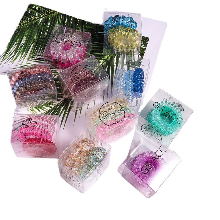 Telephone Line Hair Ring Girl's Cord for Spiraled Wrist Coil Elastic Hair Bands Ties