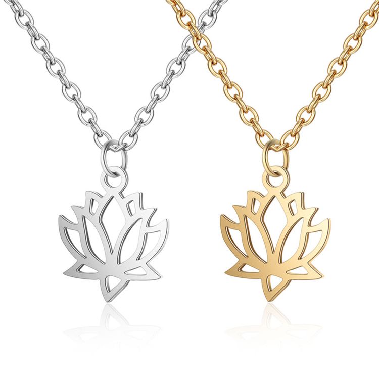 The Latest Design Style Charm Trend Stainless Steel Yoga Lotus Necklace Jewelry