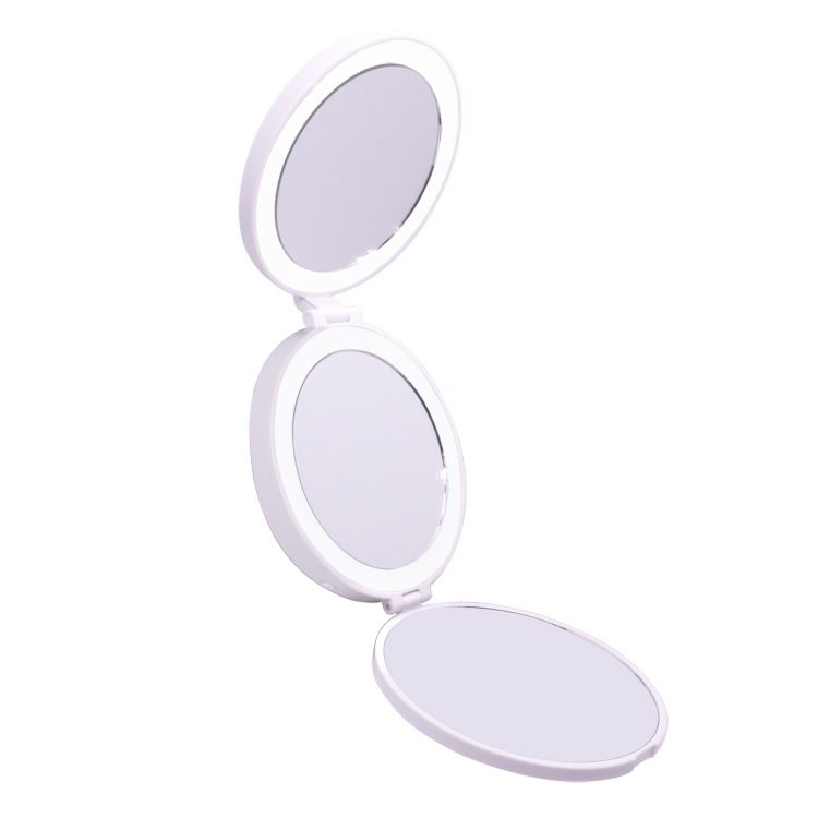 Tri Fold Sides round Mirror Led Personalised Compact Mirror with Light