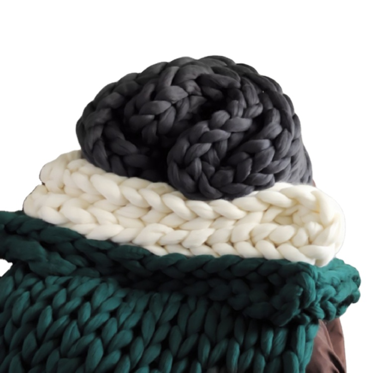 Uchome Super Large Knit Blanket Chunky with Wool Throw Hand-Made