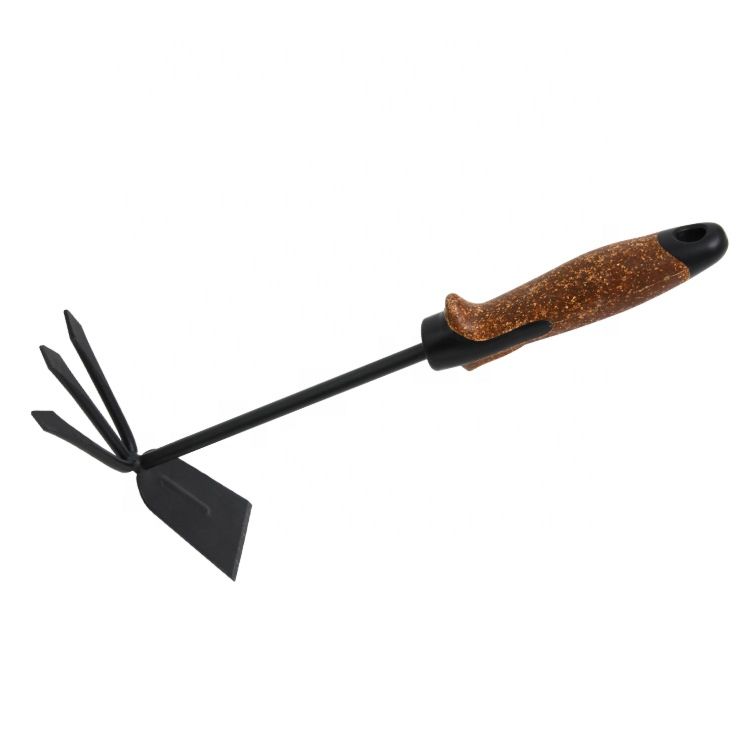 Vertak Garden Double Head Soil Digging Tool Hand Mini Hoe with Cork Wooden Handle