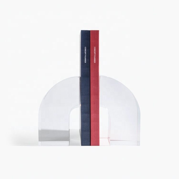 Vintage Modern Lucite Arched Bookends Office and School Supplies Luxury Crystal Acrylic Decorative Bookends