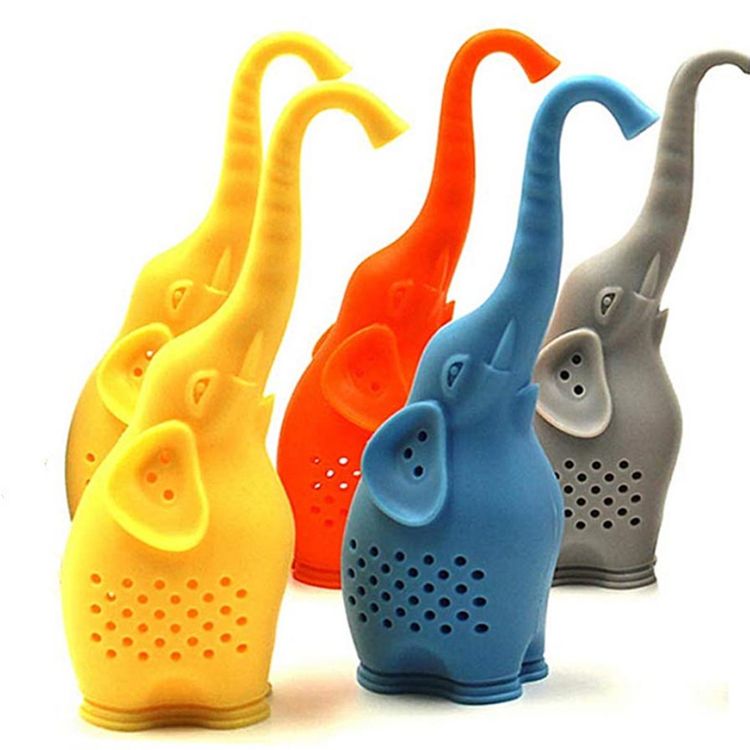 Wholesales Eco Friendly Design Silicone Cover Insulated Single Cute Animal Silicone Elephant Tea Infuser
