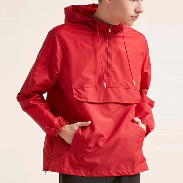 Windbreaker Hoodies Light Nylon Front Pocket Jacket Pullover Sport Jacket for Man