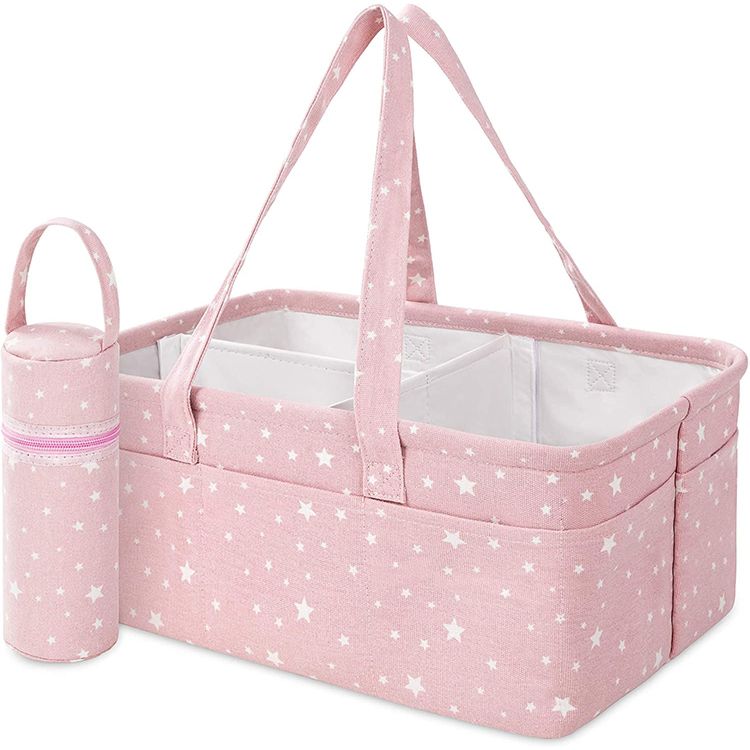 With Detachable Divider Portable Mommy's Bag Nursery Baby Cotton Canvas Diaper Storage Caddy