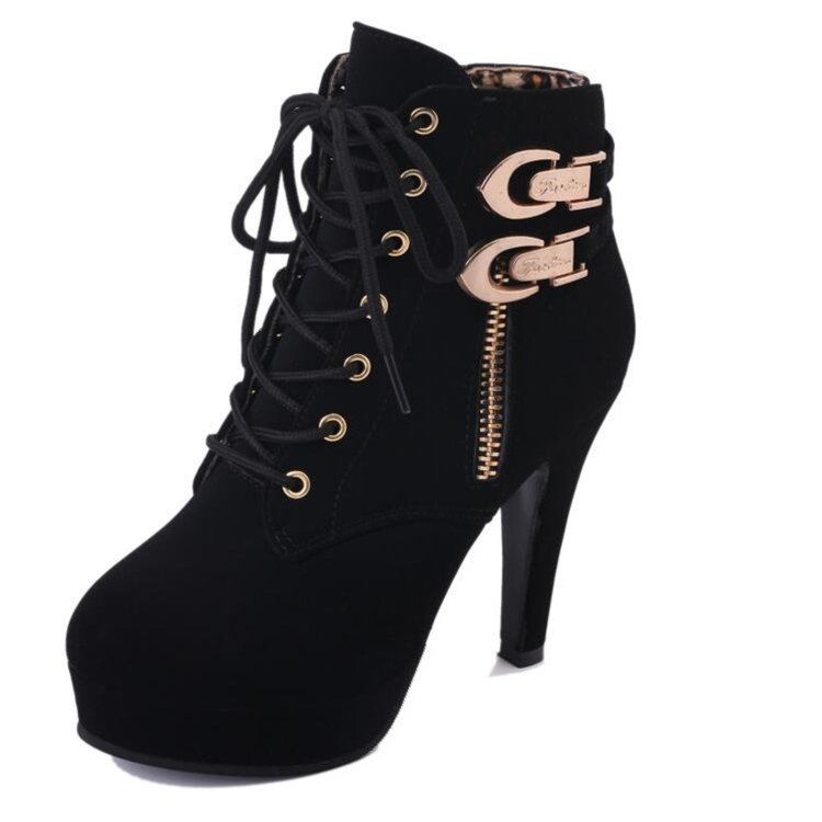 Women plus Size Autumn Ankle Boots Belt Buckle