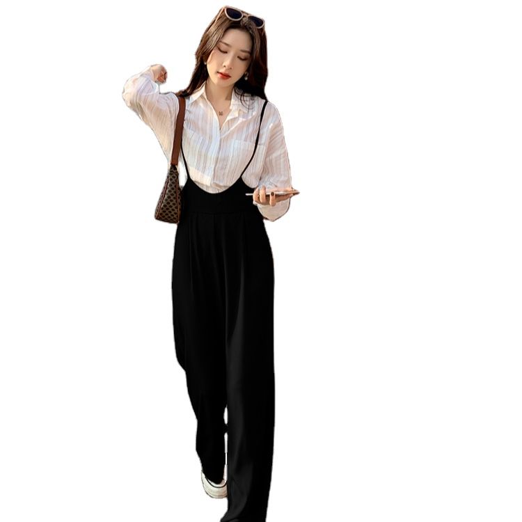 Women's Suspenders Loose Straight Thin Section Tall Trousers Wide-Legged Pants Woman Tops Fashionable Crop Top