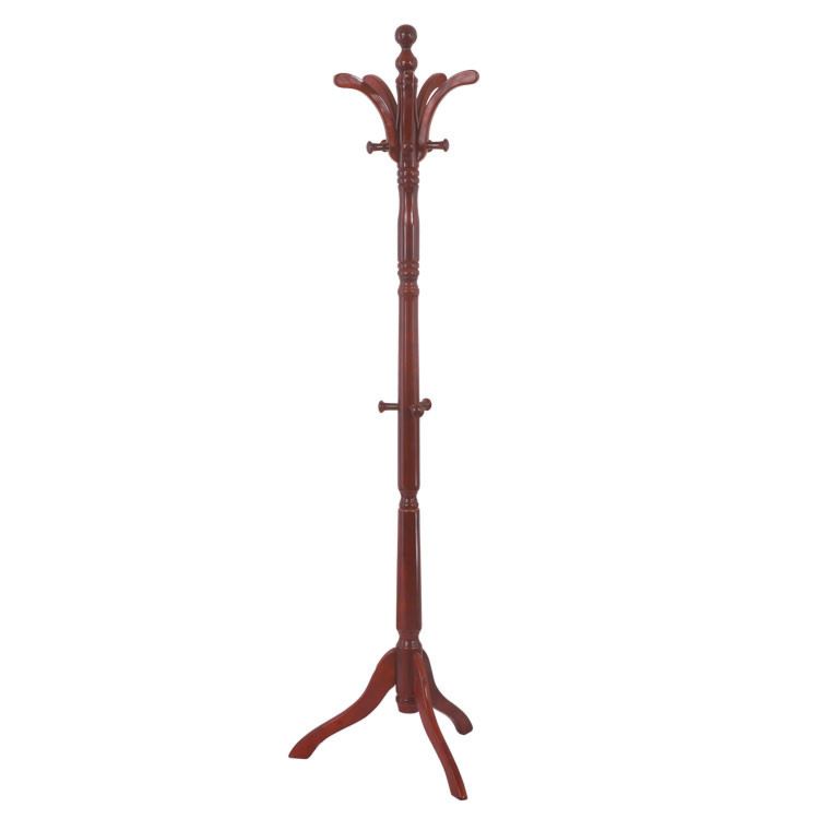 Wooden Coat Rack Free Standing Coat Hat Tree Coat Hanger Holder Stand