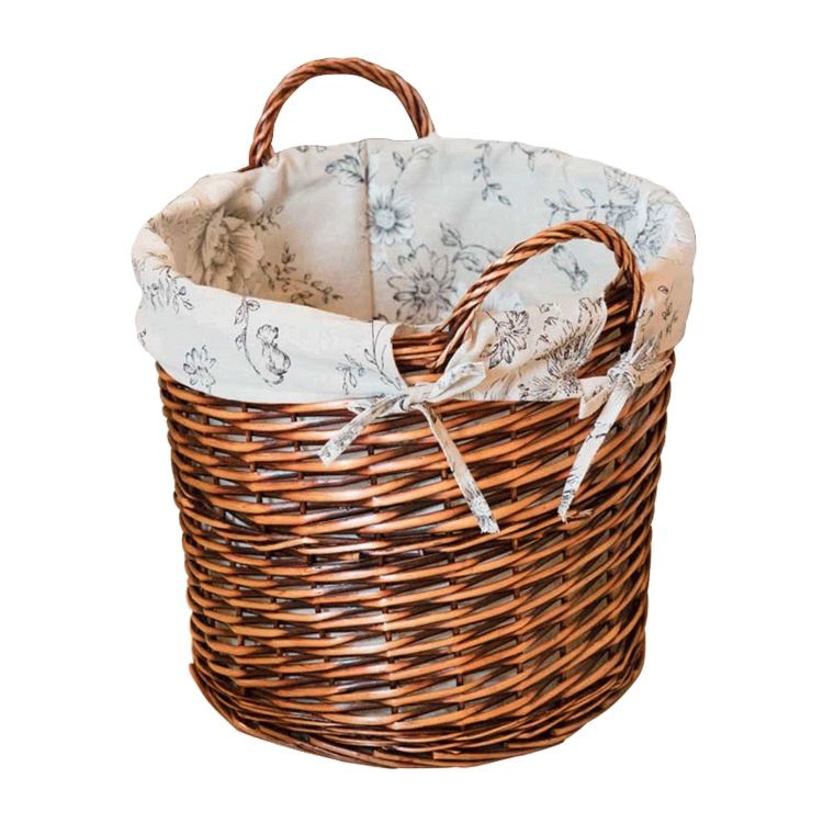 Yrmt Handmade Woven Wicker Laundry Storage Basket Hamper Fabric Liner with Handle