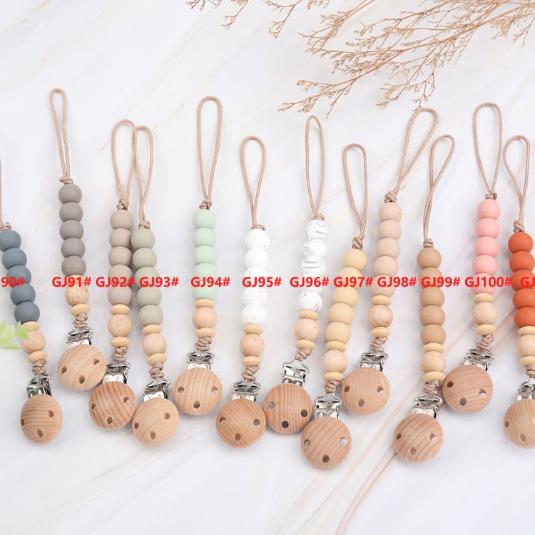 Beech Beads Mixed Silica Abacus Beads Baby Pacifier Clip Holder Pacifier Clips