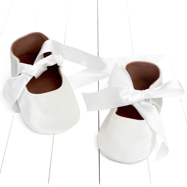 Riband Bow Lace up Soft Soled Baby Princess First Walking anti Slip Shoes for Girls