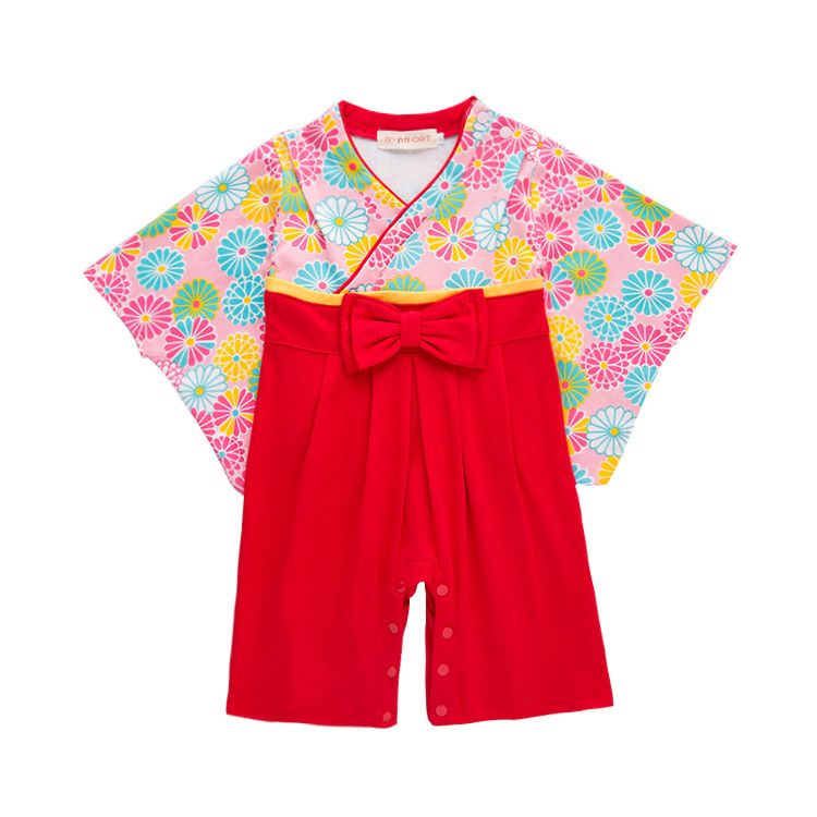 Short Sleeve Infant Toddlers Clothing Solid Color Newborn Kimono Romper Baby