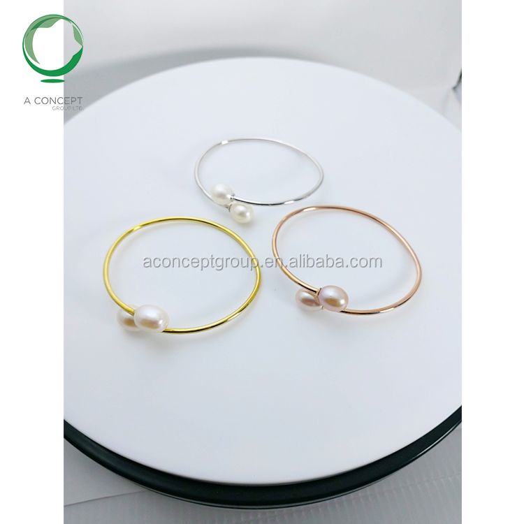9Mm Fresh Water Pearl 925 Silver Bangle