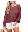 Ladies Waffle Knit Tunic Tops Loose Pullovers Long Sleeve V Neck Shirts Women Clothes