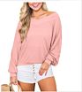 Ladies Waffle Knit Tunic Tops Loose Pullovers Long Sleeve V Neck Shirts Women Clothes