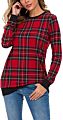 Women Plaid Top Stylish Long Sleeve Buffalo Plaid Blouse Top Casual Comfy Checkered Shirt Color Block Sweatshirt Dropshipping