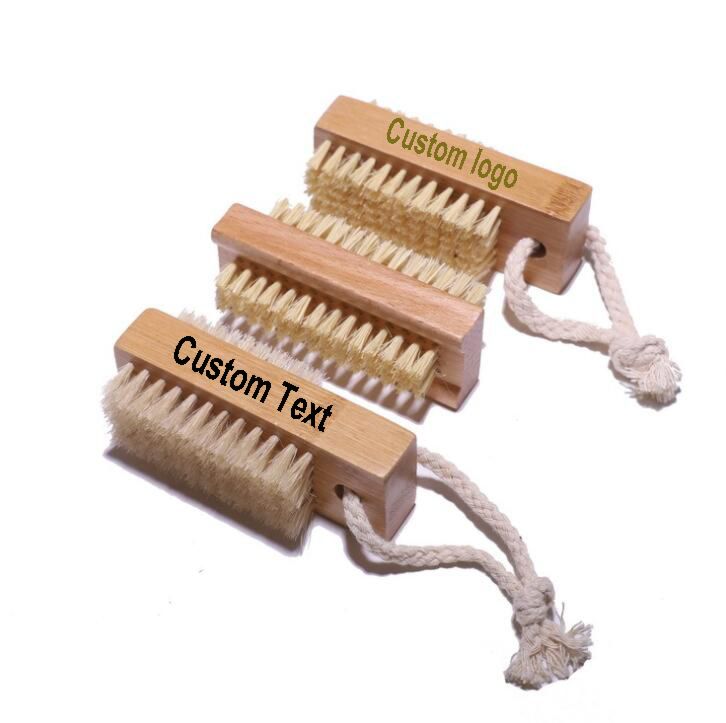 Professional Small Double Sided Wooden Handle Fingernails Dust Cleaner Nail Brushes for Cleaning